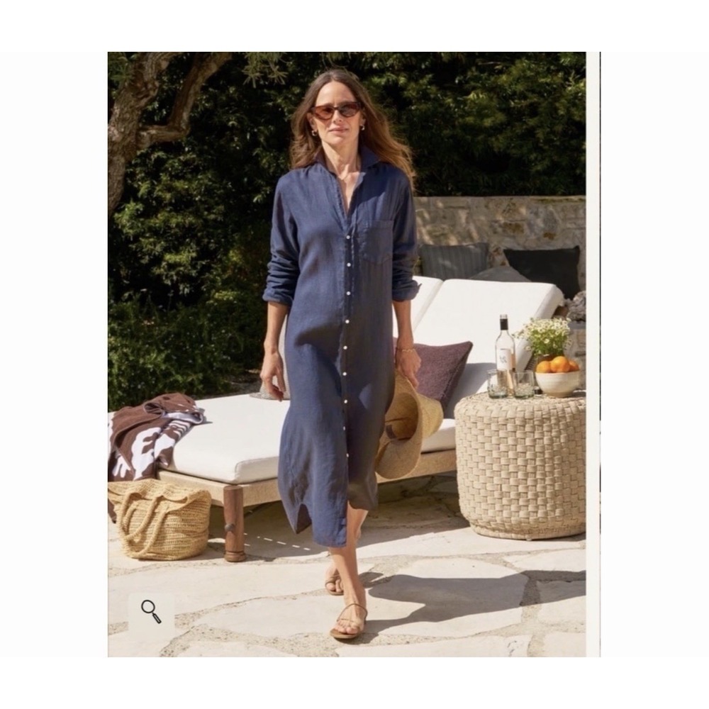 Frank & Eileen Rory Navy Long-Sleeve Button-Front Shirt Dress